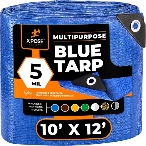 Vista 87 de Xpose Safety - Lona de polietileno ligera azul – Funda protectora multiusos, paño de goteo – duradero, impermeable, resistente a la intemperie