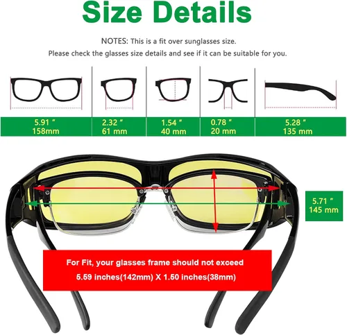 Vista 6 de JIANGTUN Fit Over the Glass Sunglasses Warp Around OverSized Polarized Sun Glasses UV Protection