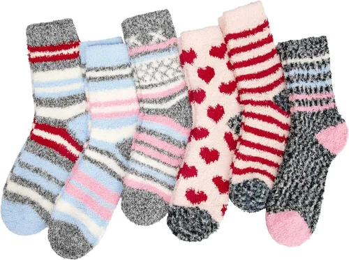 Vista 17 de YSense Calcetines mullidos y mullidos para mujer, 6 pares, calcetines de Negro Marrón Blanco Caqui