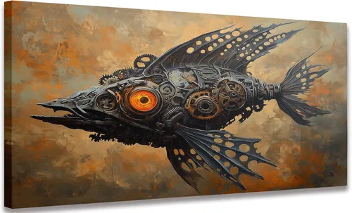 Vista 17 de Arte de pared mecánico floral para mujer, arte de pared de metal steampunk, retrato de diosa de diosa, impresión en lienzo vintage, escultura