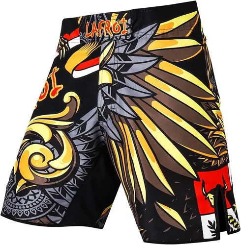 Vista 16 de LAFROI QJK01 Pantalones cortos para hombre, con cordón y 1 bolsillo, para artes marciales mixtas, cross training y boxeo Negro