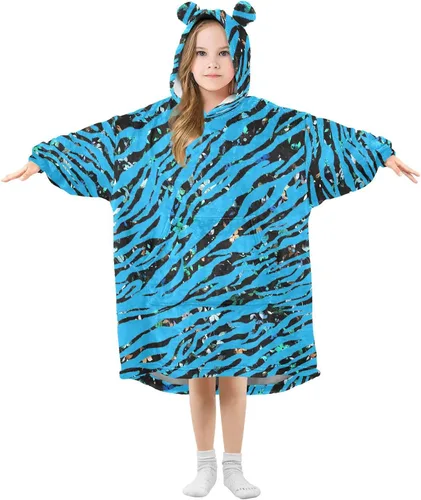 Vista 24 de Mantas portátiles para niños, súper suaves, cálidas y acogedoras, sudadera con capucha de gran tamaño, regalos para niños de 3 a 14 años, niñas