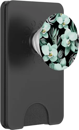 Vista 7 de PopSockets con diseño de orquídeas pastel, diseño de orquídeas verde menta, PopGrip intercambiable
