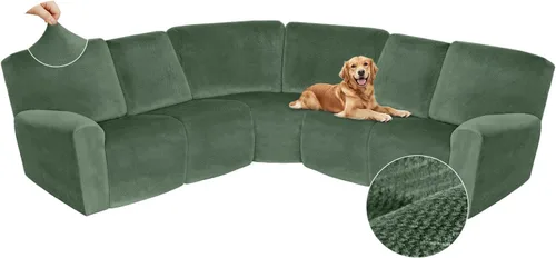 Vista 137 de Arfntevss Fundas de sofá seccional reclinable de terciopelo, Funda de sofá seccional de esquina para sofá reclinable, Funda elástica suave