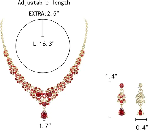 Vista 4 de EleQueen Conjuntos de joyas de novia para boda, collar floral de cristal austriaco, juego de aretes, regalos para mujeres, novias, invitados de boda