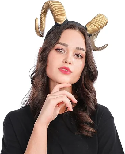 Vista 3 de Diadema gótica de cuerno de oveja de oro y plata vintage para fiestas de Navidad cosplay accesorios para fotos