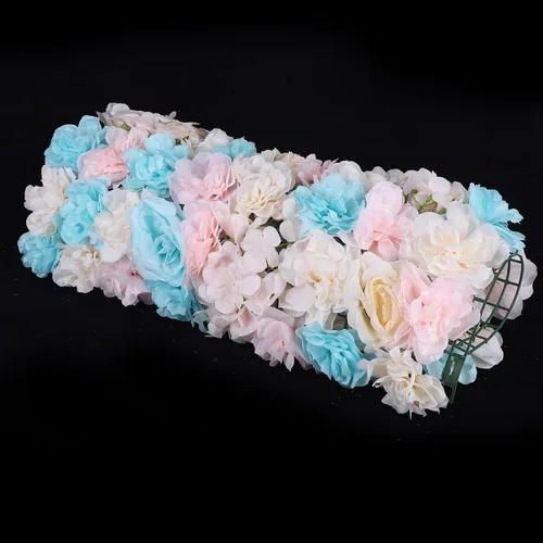 Vista 8 de Panel de pared de flores artificiales 3D, 24 x 16 pulgadas, 10 paneles de fondo de pared para exteriores, interiores, fiestas, bodas, día de San
