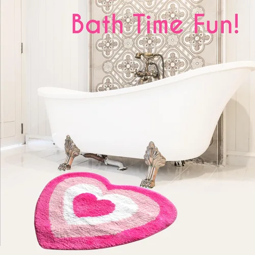 Vista 9 de Evovee Alfombra de baño de corazón rosa, divertida y bonita, decoración de baño, San Valentín, alfombra de ducha retro, funk, estética, divertida