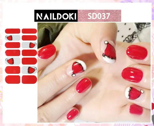 Vista 3 de Calcomanías de uñas, 6 hojas x 14 piezas de tiras de esmalte de uñas, calcomanías de gel autoadhesivas para mujeres y niñas