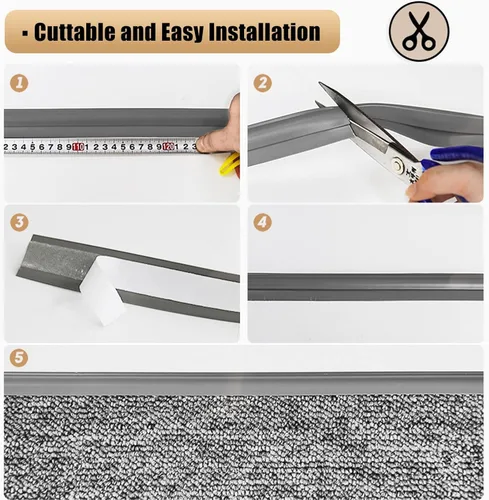 Vista 6 de Borde flexible para el borde de la alfombra, tira de umbral de puerta extra larga autoadhesiva, protector de seguridad de borde para alfombra