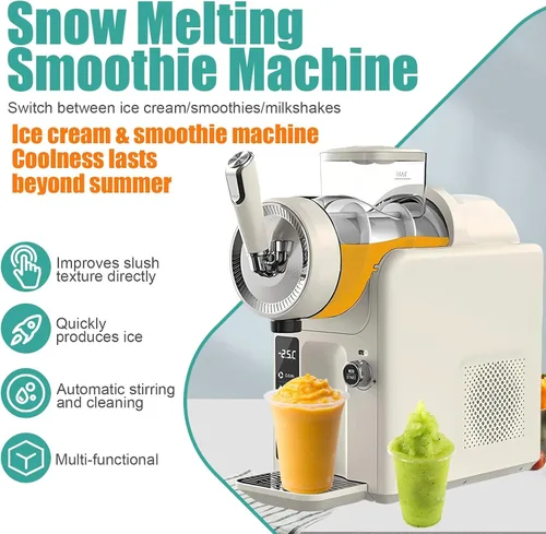 Vista 2 de Máquina de granizado para el hogar, máquina de bebidas frías de 1.8 l con mezcla de 360°, pantalla LED, silenciosa, no necesita hielo, helados Negro