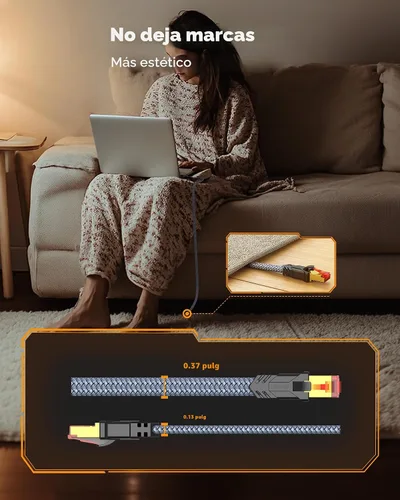 Vista 7 de Snowkids Cable Ethernet Cat 8 de 15 pies, señal fuerte, alta velocidad de 40 Gbps 2000 Mhz, cable de red con conector de Internet RJ45