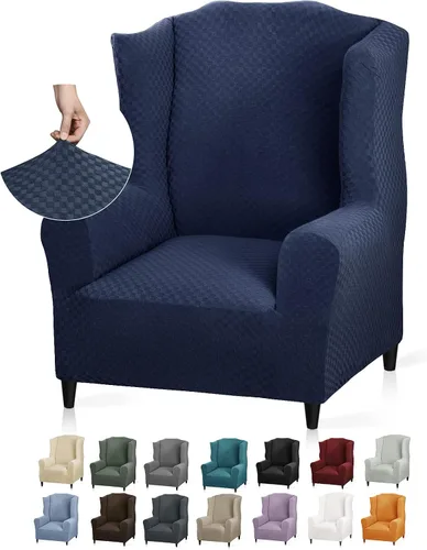 Vista 45 de YEMYHOM Funda elástica para silla con respaldo de 1 pieza con diseño jacquard más reciente, funda para silla con respaldo antideslizante, protector