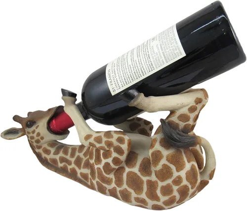 Vista 3 de DWK Soporte decorativo para botella de vino con diseño de jirafa alta para bebida, decoración de bar para el hogar, accesorios de vino, organización