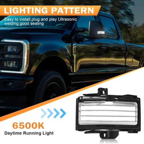Vista 2 de [2 piezas] Marcador de espejo lateral luces intermitentes para Ford F150 F250 F350 F450 F550 Super Duty 2017 2018 2019 2020 2021 2022 2023, lámparas