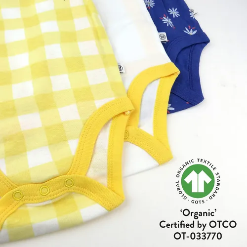 Vista 2 de HonestBaby - Conjunto de 3 monos de algodón orgánico de manga larga con cierre lateral
