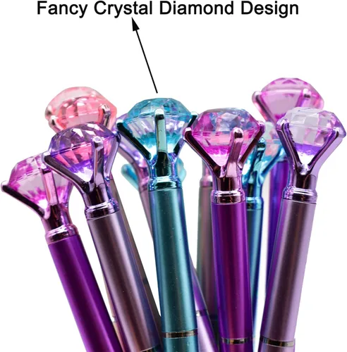 Vista 3 de Maydahui 24 bolígrafos de diamantes de tinta negra, retráctiles, diseño de metal brillante para niñas, mujeres, fiestas, día de San Valentín