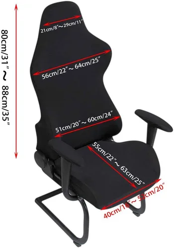 Vista 3 de BTSKY Fundas ergonómicas para silla de juegos de computadora de oficina, fundas elásticas de poliéster para silla reclinable de juegos de carreras