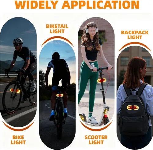 Vista 6 de Luces traseras de bicicleta con señales de giro, control remoto inalámbrico, carga USB, luz trasera de bicicleta, luces de bicicleta integradas e