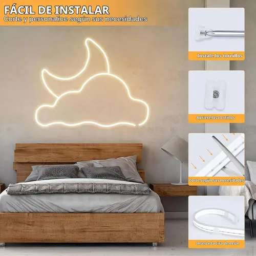 Vista 5 de Lamomo Tira de luces LED, cuerda de neón blanca cálida, 0.39 pulgadas/corte Blanco cálido