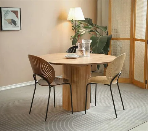 Vista 3 de Mesa de comedor redonda de madera maciza negra, mesa circular de 27.5 pulgadas de ancho para comedor, cocina, ocio, mesa de centro