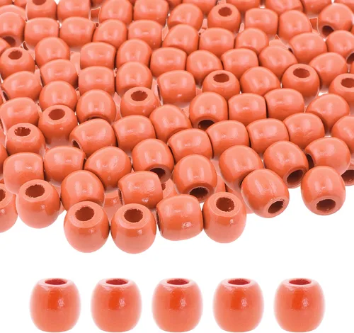 Vista 44 de Mandala Crafts 200 cuentas africanas de madera de barril de agujero grande para macramé Dreadlock Braiding Hair Beads, Painted Drum Wood Loose