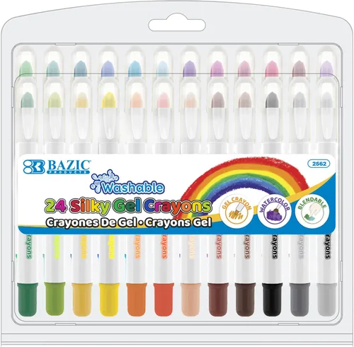 Vista 9 de BAZIC PRODUCTS 12 crayones de gel de colores, 12 unidades, fórmula de gel sedoso, para niños, arte para colorear en la escuela
