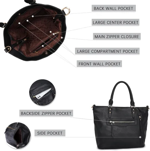 Vista 5 de Wrangler - Monederos de transporte ocultos para mujer bolsos de hombro con asa superior bolso de mano