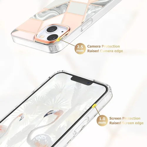 Vista 2 de MATEPROX Funda compatible con iPhone 13, diseño de mármol, delgada y elegante funda geométrica para iPhone 13 de 6.1 pulgadas 2021 (rosa mármol)