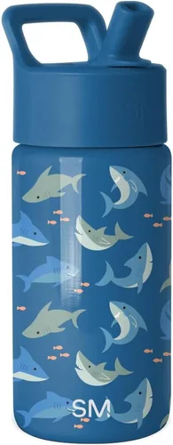 Vista 9 de Simple Modern Botella de agua para niños con tapa con pajilla, vaso aislado de acero inoxidable de 14 onzas para niños y a prueba de derrames