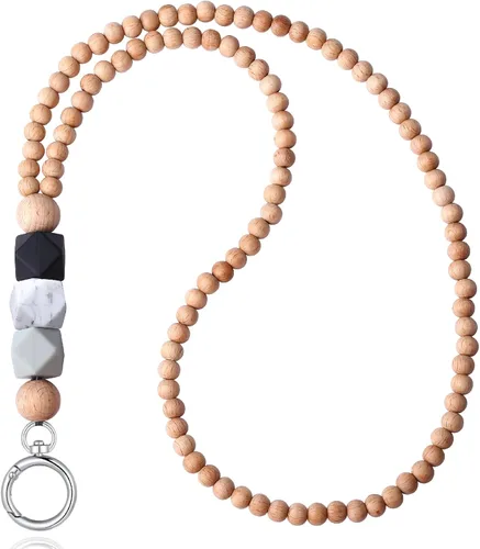 Vista 16 de Cordones para insignias de identificación y llaves para mujeres, lindo cordón de profesor con soporte para identificación, cordón de cuentas