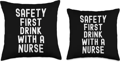 Vista 3 de Safety First Drink With A Nurse Throw Pillow