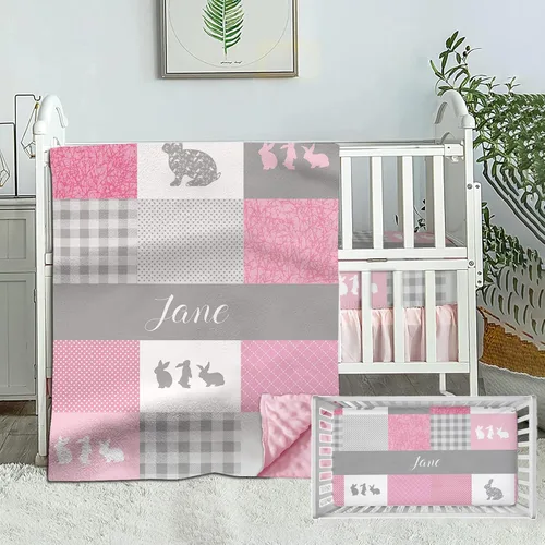 Vista 11 de Juego de ropa de cama de bebé personalizado para bebés niños, juego de ropa de cama de bebé personalizado con nombre, ropa de cama de bebé de Cowboy