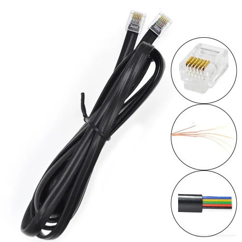 Vista 3 de Black Color 3FT 6P6C RJ12 cable de teléfono