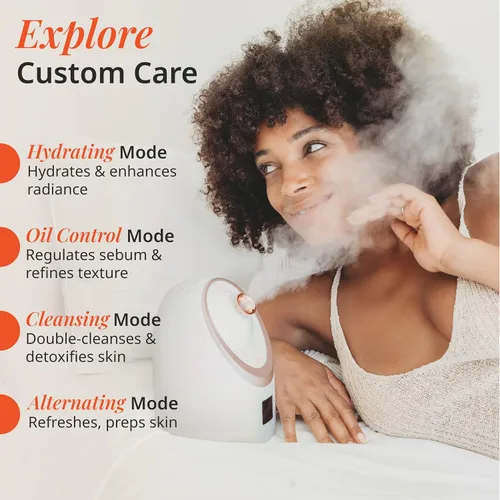 Vista 5 de Vanity Planet Senia - Vaporizador facial caliente y frío, vaporizador facial para limpieza profunda facial, aromaterapia, desintoxicante e