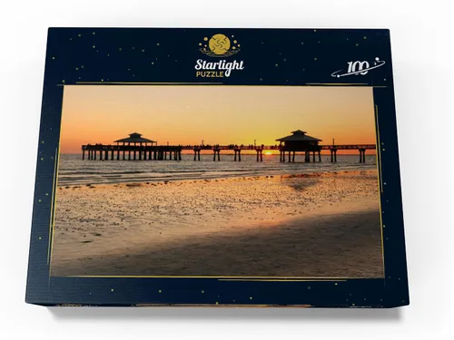 Vista 4 de MyPuzzle Sunset At The Pier in Fort Myers Beach On The Gulf Coast, Florida, Estados Unidos, rompecabezas prémium de 100 piezas para adultos