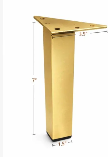 Vista 2 de Patas de metal para muebles, patas de metal, 7 pulgadas de alto, patas cuadradas de níquel satinado y cromo dorado cepillado, 4 piezas