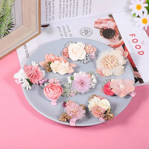Vista 7 de Beaupretty 9 pinzas para el pelo de flores simuladas con diseño floral, accesorios de estilo bohemio para mujeres y niñas, fiesta diaria en la playa
