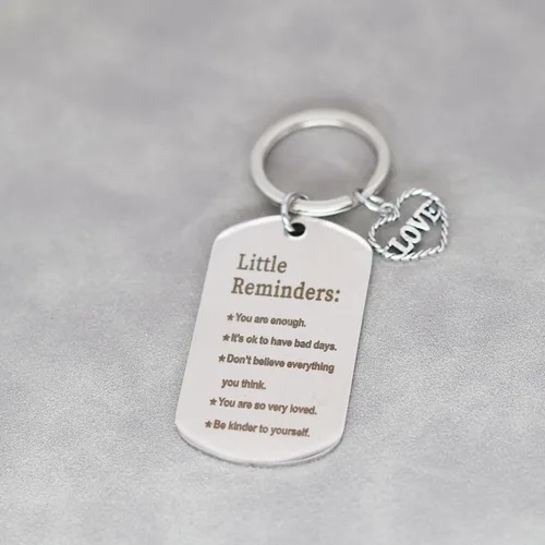 Vista 3 de tenghong2021 Llavero Little Reminders, regalo con texto en inglés "You Are Enough Key", inspiración, inspiración, citas edificantes