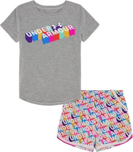 Vista 40 de Under Armour Conjunto de camiseta y pantalones cortos de manga corta de 2 piezas para niña Soft Fabric for Everyday Comfort, Breathable, Lightweight