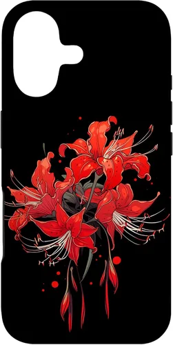 Vista 32 de iPhone 16 Red Spider Lily Funda de anime de manga estética japonesa japonesa