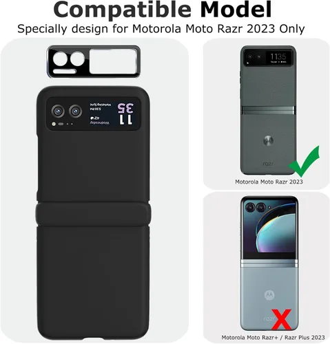 Vista 2 de Funda para Motorola Razr 2023 y protector de cámara trasera, funda delgada para teléfono con protector de bisagra, resistente a los arañazos, funda