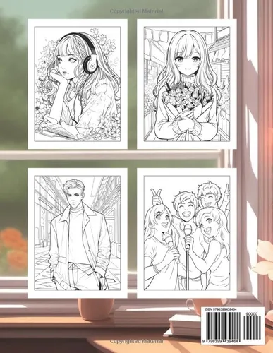 Vista 2 de Anime Coloring Book Urban Edition Manga & Kawaii Art Coloring Books Series. Cute for Girls and Boys. Suitable Design to Color by Adult, Teen and