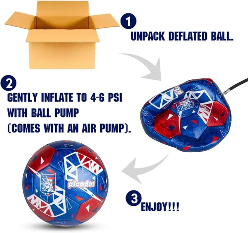 Vista 7 de PP PICADOR Balones de fútbol tamaño 4, pelota de fútbol de cuero láser para entrenamiento deportivo y juego de partidos, juego de bolas de fútbol