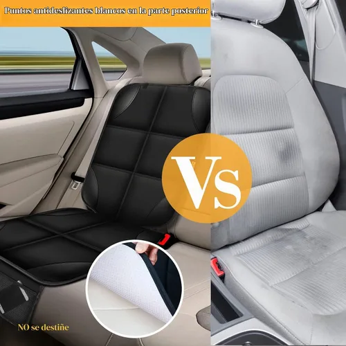 Vista 3 de Protector de Asiento de Coche, Protector de Asiento con Acolchado Grueso Debajo del Asiento de Coche del Bebé, Funda de Asiento de Tela Negro