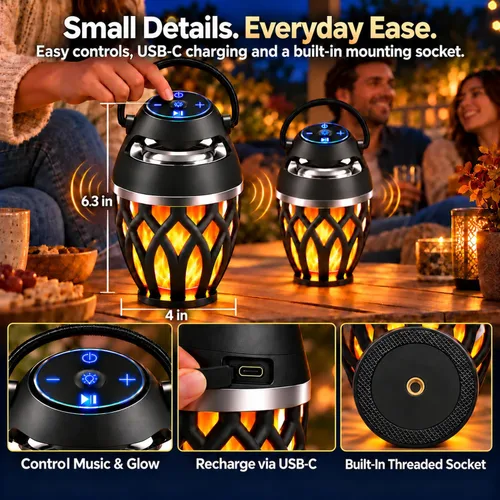 Vista 8 de Altavoces para exteriores Bluetooth con luz, IP5X impermeable