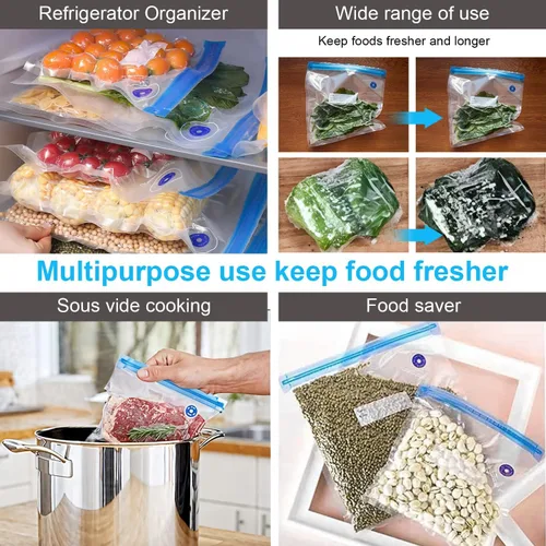 Vista 5 de Bolsas selladoras al vacío reutilizables sin BPA (8 x 9 pulgadas, 10 x 11 pulgadas, 10 x 13 pulgadas)