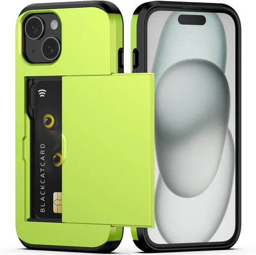 Vista 52 de Nvollnoe Compatible con iPhone 15 Funda con ranura para tarjetas, resistente, protectora de doble capa, a prueba de golpes, ranura oculta
