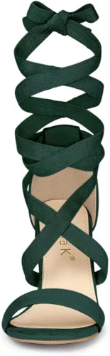 Vista 2 de Allegra K Sandalias de tacón de bloque con cordones para mujer