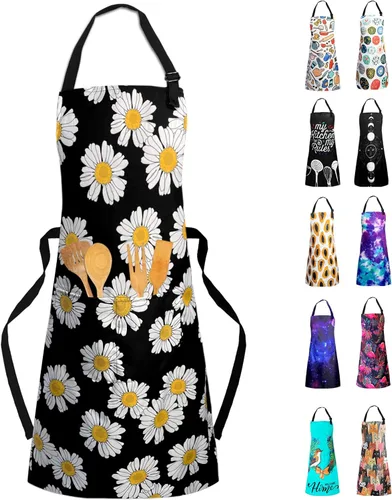 Vista 11 de Delantal Babero Ajustable Impermeable con 2 Bolsillos Delantales de Cocina para Mujeres Hombres Chef